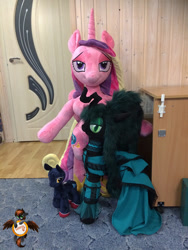 Size: 750x1000 | Tagged: safe, artist:essorille, character:princess cadance, character:queen chrysalis, species:anthro, anthro plushie, bipedal, clothing, dress, irl, photo, plushie, wip
