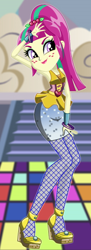 Size: 194x533 | Tagged: safe, artist:unicornsmile, character:sour sweet, equestria girls:dance magic, g4, my little pony: equestria girls, my little pony:equestria girls, spoiler:eqg specials, armpits, clothing, dancing, female, fishnets, freckles, high heels, lipstick, shoes, smiling, solo, starsue