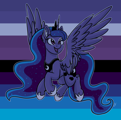 Size: 1024x1015 | Tagged: safe, artist:whitehershey, character:princess luna, species:alicorn, species:pony, color palette, female, flying, happy, open mouth, solo