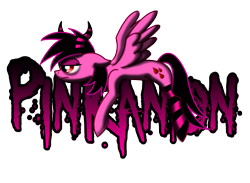 Size: 2050x1500 | Tagged: safe, artist:pinkanon, oc, oc only, oc:pinkanon, species:pegasus, species:pony, clothing, female, horns, logo, simple background, socks, solo, striped socks, transparent background