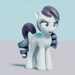 Size: 1024x1024 | Tagged: safe, artist:therealdjthed, character:coloratura, species:earth pony, species:pony, 3d, 3d model, 60 fps, angry, animated, blender, cycles, cycles render, female, mare, model:djthed, rara, solo, sound, talking, webm