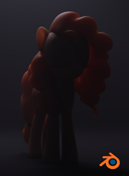Size: 1508x2048 | Tagged: safe, artist:therealdjthed, character:pear butter, species:earth pony, species:pony, episode:the perfect pear, g4, my little pony: friendship is magic, 3d, 3d model, black background, blender, cycles, cycles render, female, mare, model:djthed, silhouette, simple background, solo, subsurface scattering