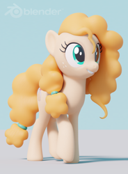 Size: 3016x4096 | Tagged: safe, artist:therealdjthed, character:pear butter, species:earth pony, species:pony, episode:the perfect pear, g4, my little pony: friendship is magic, 3d, 3d model, absurd resolution, blender, cute, cycles, cycles render, female, mare, model:djthed, pearabetes, simple background, solo
