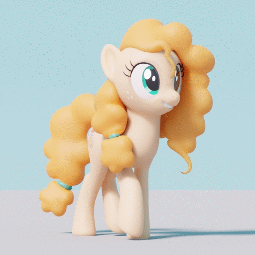 Size: 512x512 | Tagged: safe, artist:therealdjthed, character:pear butter, species:earth pony, species:pony, episode:the perfect pear, g4, my little pony: friendship is magic, 3d, 3d model, absurd file size, absurd gif size, animated, blender, cute, cycles, cycles render, female, gif, mare, model:djthed, pearabetes, plot, simple background, solo