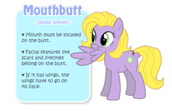 Size: 1080x695 | Tagged: safe, artist:crowneprince, oc, oc only, species:pegasus, species:pony, closed species, mouthbutt, not salmon, open mouth, rules, simple background, smiling, solo, spread wings, transparent background, wat, wingmouth, wings