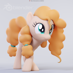 Size: 4096x4096 | Tagged: safe, artist:therealdjthed, character:pear butter, species:earth pony, species:pony, episode:the perfect pear, g4, my little pony: friendship is magic, 3d, 3d model, absurd resolution, blender, crossed hooves, curtsey, cute, cycles, cycles render, female, mare, model:djthed, patreon, patreon logo, pearabetes, simple background