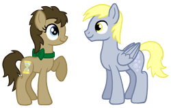 Size: 1332x844 | Tagged: safe, artist:inkrose98, character:derpy hooves, character:doctor whooves, character:time turner, species:earth pony, species:pegasus, species:pony, ship:doctorderpy, dopey hooves, dopeytoress, female, male, mare, rule 63, shipping, simple background, stallion, straight, the doctoress, transparent background, vector