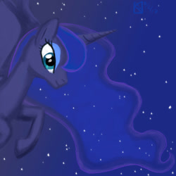 Size: 1500x1500 | Tagged: safe, artist:kelseyleah, character:princess luna, species:pony, female, night, solo