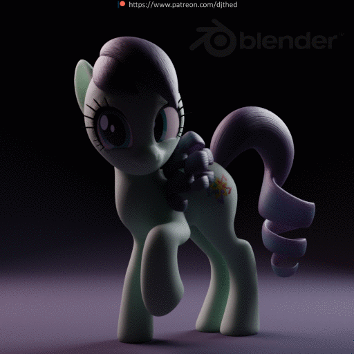 Size: 512x512 | Tagged: safe, artist:therealdjthed, character:coloratura, species:earth pony, species:pony, 3d, 3d model, animated, black background, blender, blinking, cute, cycles, cycles render, dark, female, gif, idle, idle animation, looking at you, mare, model:djthed, patreon, patreon logo, perfect loop, raised hoof, rara, rarabetes, simple background, smiling, solo