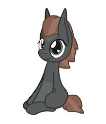 Size: 821x957 | Tagged: safe, artist:casanova-mew, oc, oc only, oc:lucky granite, parent:marble pie, parent:trouble shoes, species:earth pony, species:pony, female, filly, offspring, parents:marbleclyde, simple background, sitting, solo, white background