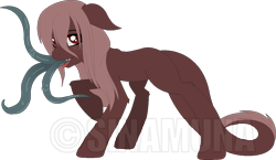 Size: 1186x687 | Tagged: safe, artist:sinamuna, base used, oc, oc only, oc:abiteth, female, monster pony, obtrusive watermark, original species, simple background, solo, tatzlpony, tentacle tongue, tentacles, transparent background, watermark