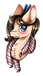 Size: 565x1000 | Tagged: safe, artist:inspiredpixels, oc, oc only, oc:dusk dream, species:pony, blushing, bust, female, looking at you, mare, portrait, simple background, smiling, solo, transparent background