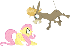 Size: 2212x1429 | Tagged: safe, artist:samueljcollins1990, character:cranky doodle donkey, character:fluttershy, angry, shocked, simple background, white background, yelling