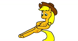 Size: 1214x648 | Tagged: safe, artist:samueljcollins1990, character:applejack, anorexic, clothing, cowboy hat, hat, starving, stetson