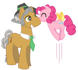 Size: 800x721 | Tagged: safe, artist:ellisarts, character:igneous rock pie, character:pinkie pie, tail bow, younger