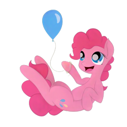 Size: 1280x1280 | Tagged: safe, artist:charrez, character:pinkie pie, species:earth pony, species:pony, balloon, blue eyes, female, open mouth, pink fur, pink hair, simple background, smiling, solo, transparent background