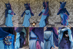 Size: 2656x1800 | Tagged: safe, artist:essorille, character:princess luna, species:anthro, species:unguligrade anthro, anthro plushie, arm hooves, clothing, dress, female, irl, photo, plushie, solo