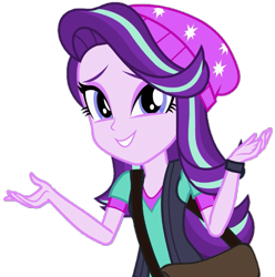 Size: 695x700 | Tagged: safe, artist:thebar, character:starlight glimmer, equestria girls:mirror magic, g4, my little pony: equestria girls, my little pony:equestria girls, spoiler:eqg specials, background removed, bag, beanie, clothing, cute, female, glimmerbetes, hat, simple background, solo, transparent background, watch, wristwatch, ¯\(ツ)/¯