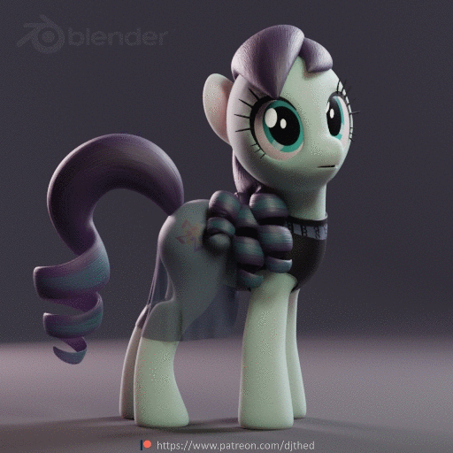 Size: 512x512 | Tagged: safe, artist:therealdjthed, character:coloratura, species:earth pony, species:pony, g4, 3d, 3d model, :o, absurd file size, animated, blender, clothing, cute, cycles, cycles render, dialogue, female, gif, mare, model:djthed, open mouth, patreon, patreon logo, rara, rarabetes, see-through, simple background, smiling, solo, sweet dreams fuel, talking, weapons-grade cute, wow