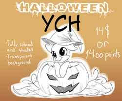 Size: 1024x847 | Tagged: safe, artist:cyanyeh, clothing, commission, halloween, hat, holiday, pumpkin, solo, your character here