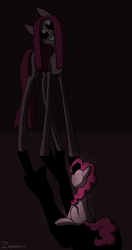 Size: 1705x3217 | Tagged: safe, artist:zaponator, character:pinkie pie, creepy, simple background