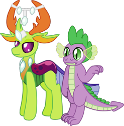 Size: 1542x1559 | Tagged: safe, artist:casanova-mew, character:spike, character:thorax, species:changeling, species:dragon, species:pony, species:reformed changeling, ship:thoraxspike, gay, male, shipping, simple background, transparent background