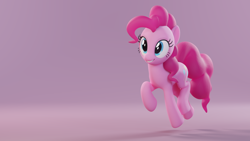 Size: 3840x2160 | Tagged: safe, alternate version, artist:therealdjthed, character:pinkie pie, species:earth pony, species:pony, 3d, 3d model, blender, cycles, cycles render, female, mare, model:djthed, simple background, smiling, solo, wallpaper