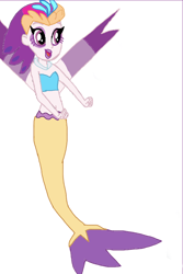Size: 640x960 | Tagged: safe, artist:gouhlsrule, character:queen novo, my little pony: the movie (2017), my little pony:equestria girls, 1000 hours in ms paint, bandeau, belly button, equestria girls-ified, female, mermaid, midriff, simple background, solo, white background