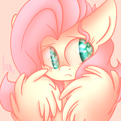 Size: 1024x1024 | Tagged: safe, artist:vanillashineart, character:fluttershy, species:pegasus, species:pony, female, heart eyes, shy, solo, wingding eyes