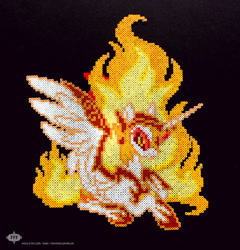 Size: 900x939 | Tagged: safe, artist:hexfloog, character:daybreaker, character:princess celestia, species:pony, episode:a royal problem, g4, my little pony: friendship is magic, horseshoes, irl, mane of fire, perler beads, photo, solo