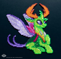 Size: 1024x1000 | Tagged: safe, artist:hexfloog, character:thorax, species:changeling, species:reformed changeling, episode:to where and back again, g4, my little pony: friendship is magic, irl, male, perler beads, photo, solo