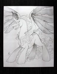 Size: 1024x1330 | Tagged: safe, artist:hexfloog, character:pony of shadows, species:pony, episode:shadow play, g4, my little pony: friendship is magic, grayscale, male, monochrome, palindrome get, sketch, solo, stallion, traditional art