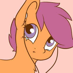 Size: 1024x1024 | Tagged: safe, artist:dbleki, base used, character:scootaloo, species:pegasus, species:pony, crying, earbuds, female, filly, mare, solo
