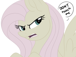 Size: 1024x768 | Tagged: safe, artist:whitehershey, character:fluttershy, species:pegasus, species:pony, angry, dialogue, discorded, female, flutterbitch, mare, simple background, solo, speech bubble, transparent background
