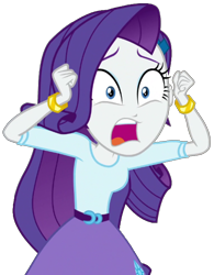 Size: 1600x2048 | Tagged: safe, artist:thebar, character:rarity, equestria girls:dance magic, g4, my little pony: equestria girls, my little pony:equestria girls, spoiler:eqg specials, aaaaaaahhhhh, belt, bracelet, clothing, female, jewelry, open mouth, panic, shocked, simple background, skirt, solo, transparent background