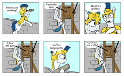 Size: 2143x1308 | Tagged: safe, artist:quvr, species:pony, comic, meme, movie, open the gate, royal guard