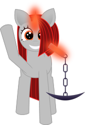 Size: 1359x2000 | Tagged: safe, artist:onil innarin, oc, oc only, oc:ore pie, 2018 community collab, derpibooru community collaboration, cute, foal, grin, levitation, looking at you, magic, pickaxe, simple background, smiling, telekinesis, transparent background, vector, waving