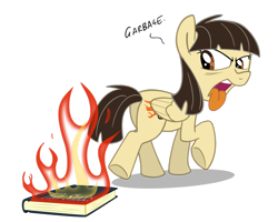 Size: 1280x1024 | Tagged: safe, artist:boris012, artist:sibsy, character:wild fire, species:pegasus, species:pony, book, female, fifty shades of grey, fire, mare, sibsy, tongue out, underhoof, wild fire is not amused