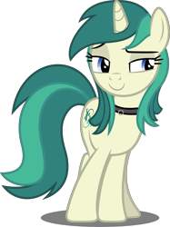 Size: 3741x5000 | Tagged: safe, artist:dashiesparkle edit, artist:tyamat, edit, oc, oc only, oc:spring starflower, species:pony, species:unicorn, choker, cute, female, freckles, lidded eyes, male to female, recolor, simple background, smiling, trans female, transgender, transparent background, vector