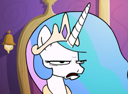 Size: 654x481 | Tagged: safe, artist:piemations, character:princess celestia, species:alicorn, species:pony, bust, celestia is not amused, disgusted, elements of cringe, female, frown, mare, reaction image, solo, unamused