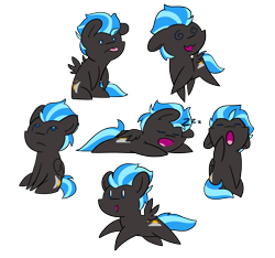 Size: 4012x3759 | Tagged: safe, artist:crowneprince, oc, oc only, oc:nimbus, species:pegasus, species:pony, blep, chibi, drunk, eyeroll, male, silly, sleeping, stallion, tongue out, yawn
