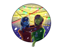 Size: 2480x1860 | Tagged: safe, artist:maria-fly, oc, oc only, oc:artline, oc:cosmia nebula, species:anthro, episode:hearth's warming eve, g4, my little pony: friendship is magic, clothing, scarf