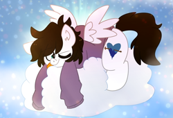 Size: 2568x1751 | Tagged: safe, artist:saveraedae, oc, species:pony, clothing, cloud, cute, hoodie, long sleeves, looking at you, one eye closed, ponified, shiny, solo, spread wings, sunshine, the mark side, wings, wink