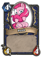 Size: 306x432 | Tagged: safe, artist:no-ink, editor:luxuria, character:pinkie pie, blizzard entertainment, card, hearthpwny, hearthstone, warcraft