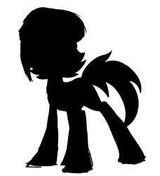 Size: 1130x1238 | Tagged: safe, artist:lilboulder, oc, oc only, oc:charlie, species:earth pony, species:pony, black and white, clothing, crossover, female, grayscale, hat, mare, monochrome, pokémon, silhouette, simple background, solo, white background, who's that pokémon
