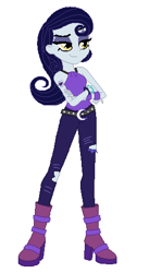 Size: 278x508 | Tagged: safe, artist:unicornsmile, character:moonlight raven, my little pony:equestria girls, alternative cutie mark placement, bet, boots, bracelet, clothing, cutie mark tattoo, equestria girls-ified, female, high heel boots, jewelry, shoes, shoulder cutie mark, simple background, tattoo, torn clothes, white background