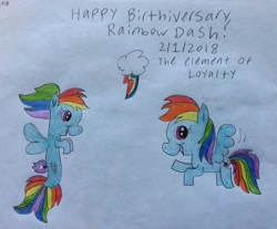 Size: 2811x2329 | Tagged: safe, artist:smurfettyblue, derpibooru original, character:rainbow dash, my little pony: the movie (2017), cutie mark, rainbow dash day, seaponified, seapony rainbow dash, species swap, traditional art