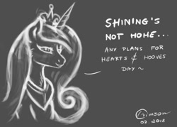 Size: 700x500 | Tagged: safe, artist:crimson, character:princess cadance, species:pony, female, implied infidelity, monochrome, sketch, solo