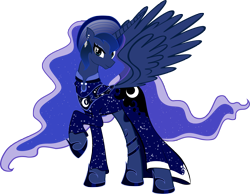 Size: 3155x2446 | Tagged: safe, artist:artist-apprentice587, character:princess luna, species:alicorn, species:pony, 70s, afro, alternate hairstyle, clothing, disco, dress, ear piercing, female, high res, mare, piercing, raised hoof, simple background, solo, transparent background