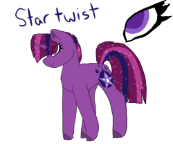 Size: 1800x1500 | Tagged: safe, artist:sodadoodle, oc, oc only, oc:star twist, parent:tempest shadow, parent:twilight sparkle, parents:tempestlight, species:pony, species:unicorn, sodaverse, cutie mark, female, magical lesbian spawn, mare, next generation, offspring, reference, reference sheet, simple background, solo, transparent background, unshorn fetlocks